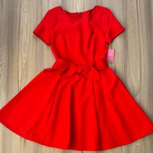 Kate Spade Red Pleated Fit and Flare Dress